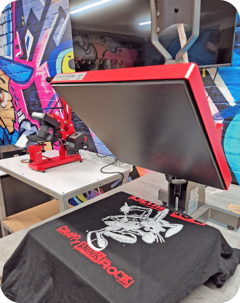 Direct to film (DTF) printing setup in a Sunshine Coast print studio