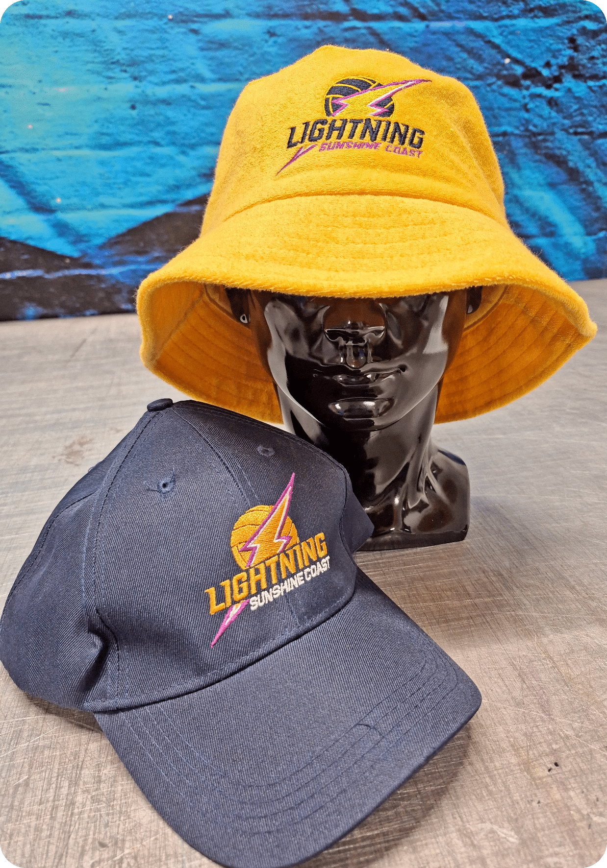 Custom embroidery being applied to branded merchandise on the Sunshine Coast