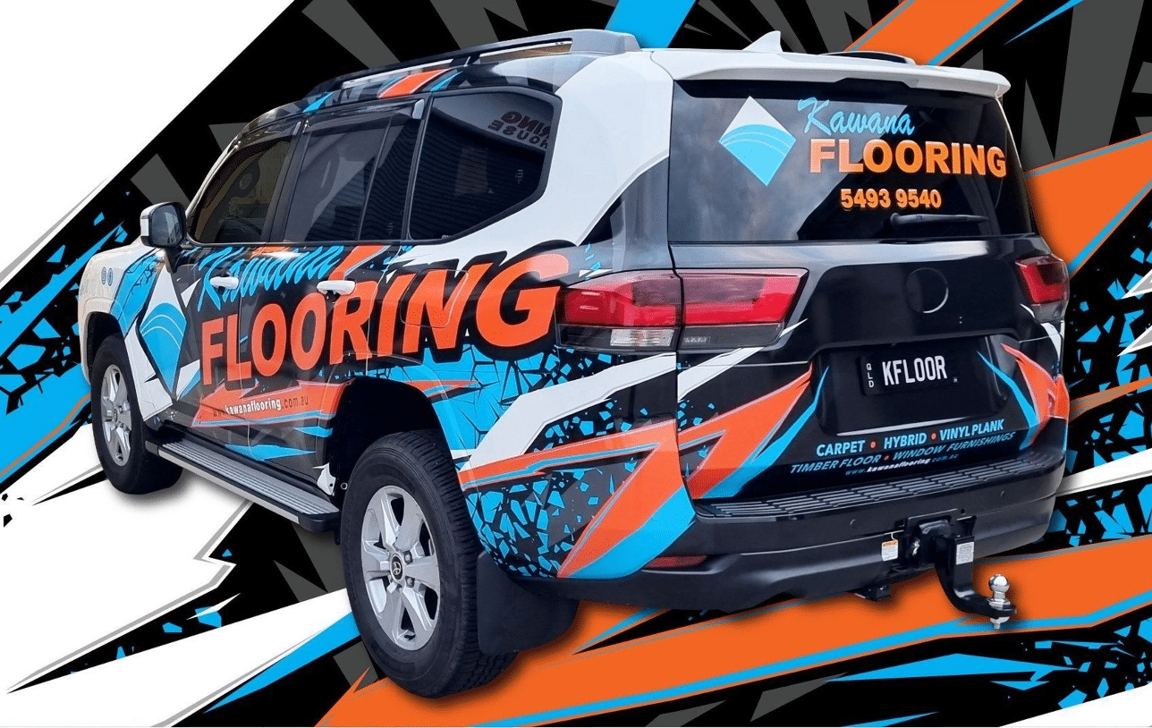 Branded car wrap for Kawana Flooring on the Sunshine Coast