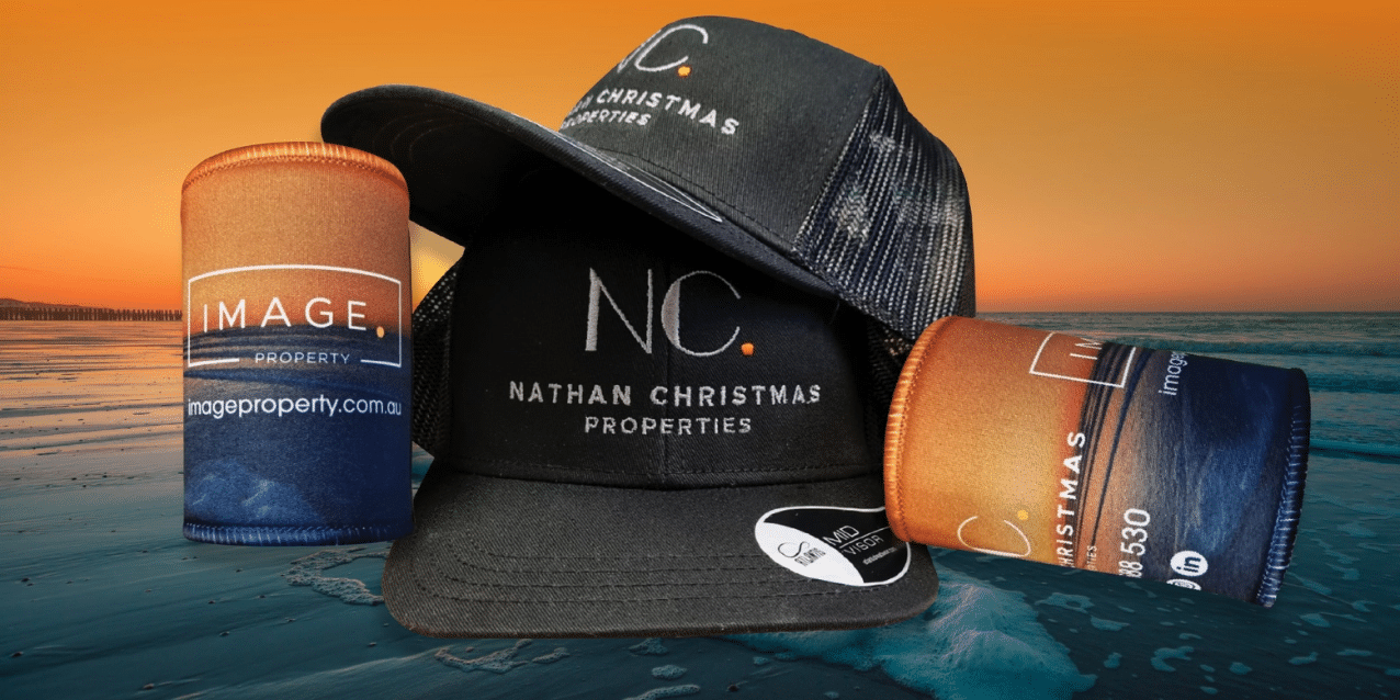 Nathan Christmas branded hats with custom embroidery on the Sunshine Coast