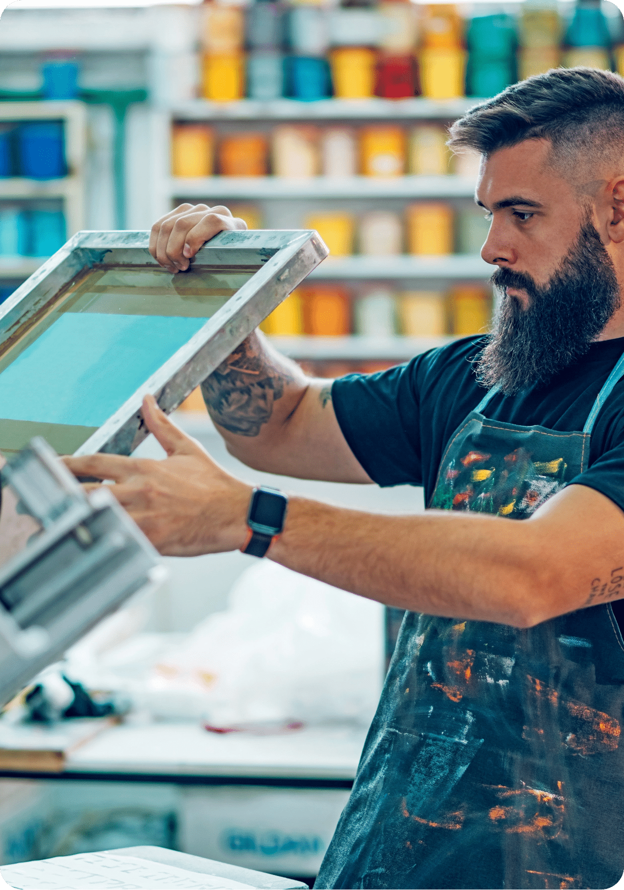 Screen printing process in action at a Sunshine Coast facility