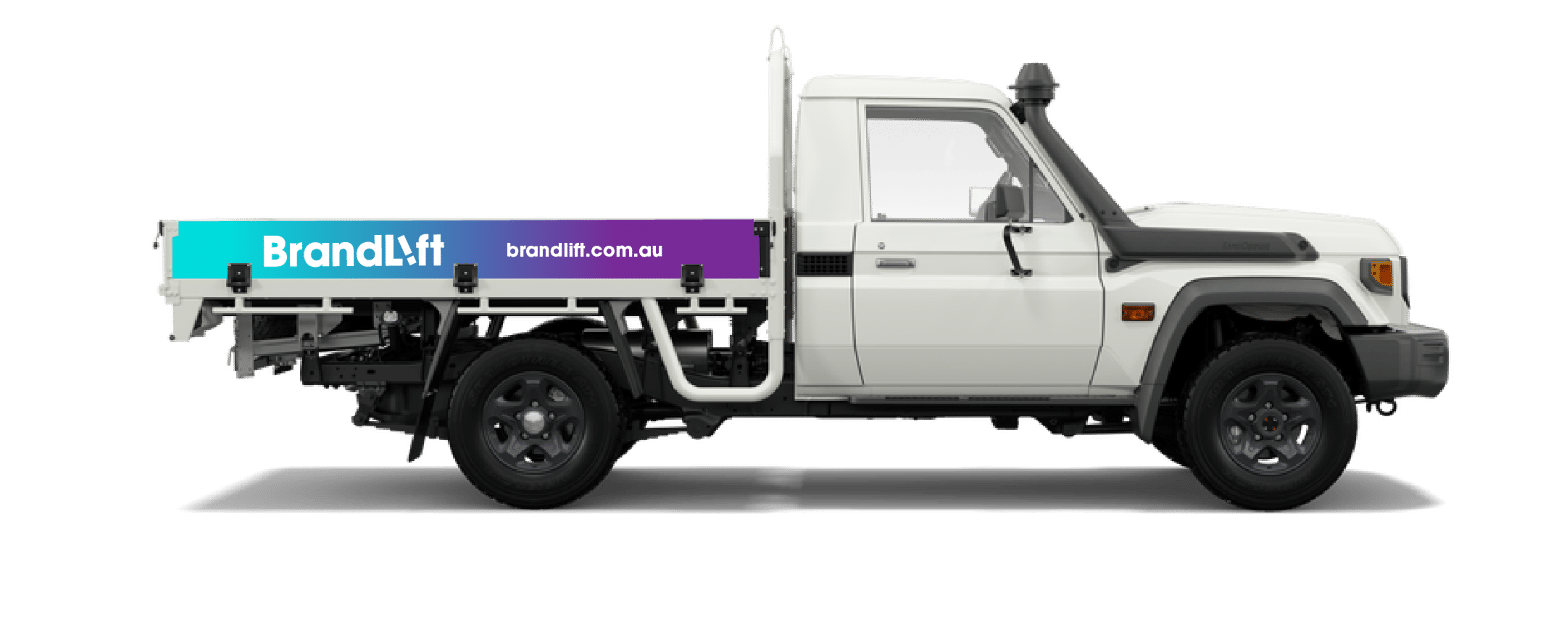 Custom ute tray side signage applied for business branding on the Sunshine Coast