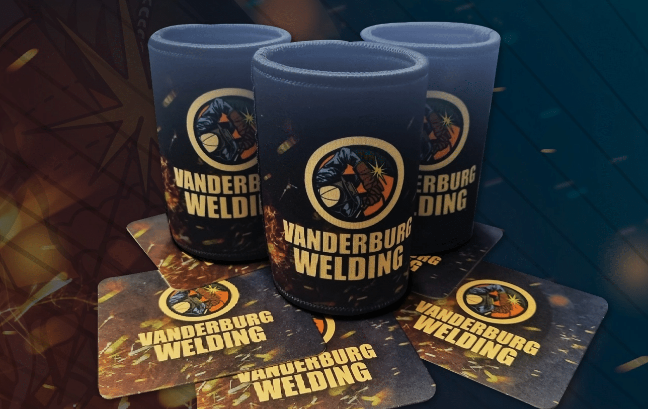 Branded merchandise and apparel created for Vanderburg Welding on the Sunshine Coast