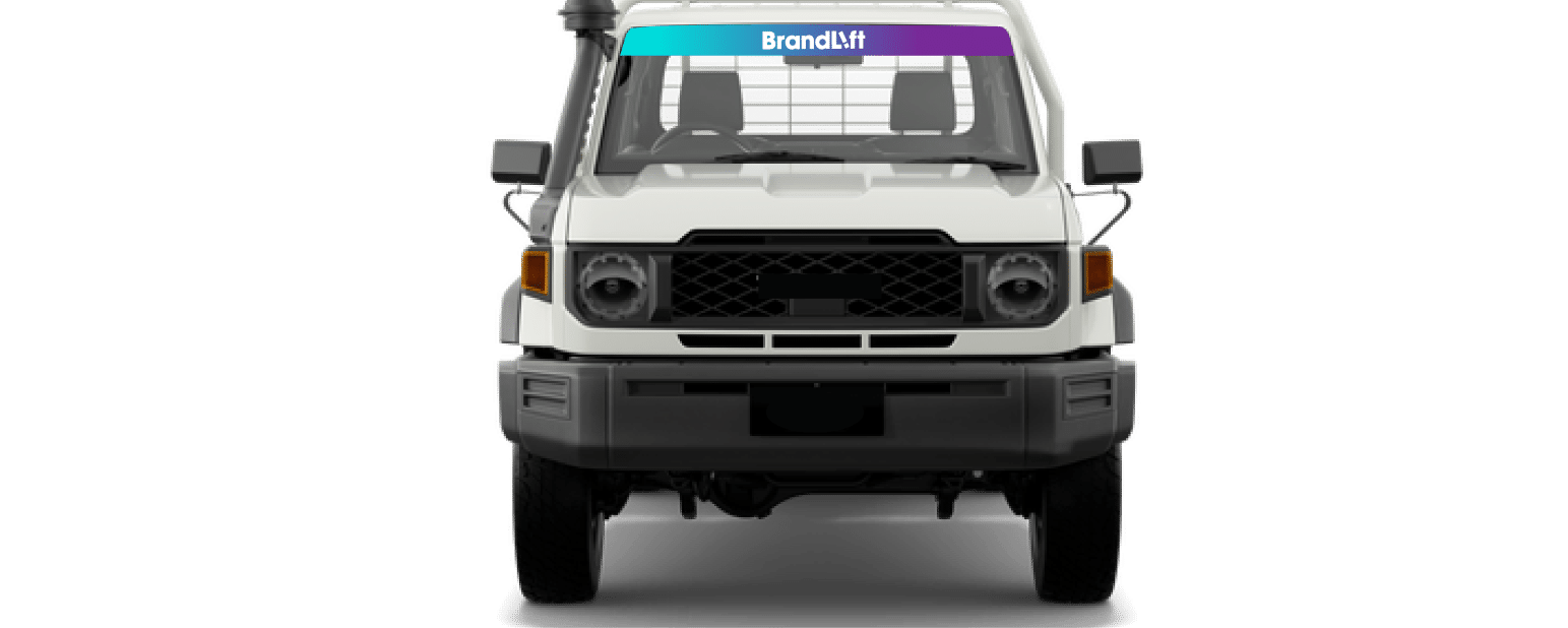 Custom windscreen banner decal applied to a vehicle on the Sunshine Coast