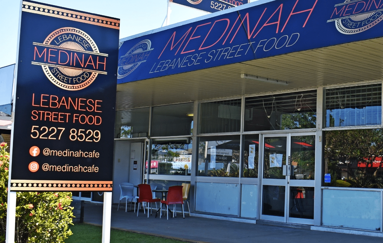 Roadside and fascia signage for a café in Mooloolaba on the Sunshine Coast