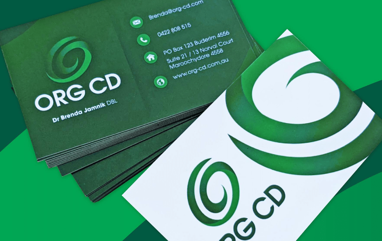 Custom printed full colour business cards with matte lamination finish – Sunshine Coast