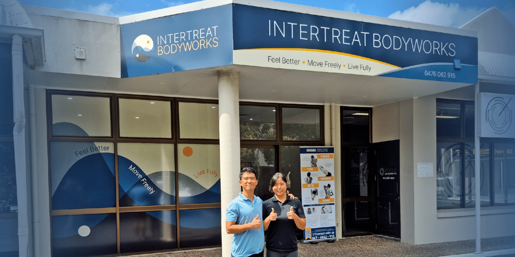 Building signage installation for Intertreat Body Works at Point Carwright on the Sunshine Coast