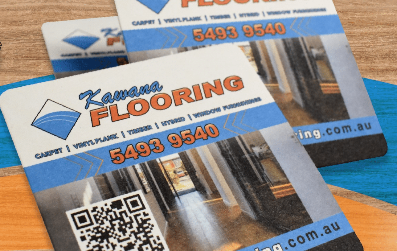 Custom printed coasters for Kawana Flooring, Sunshine Coast