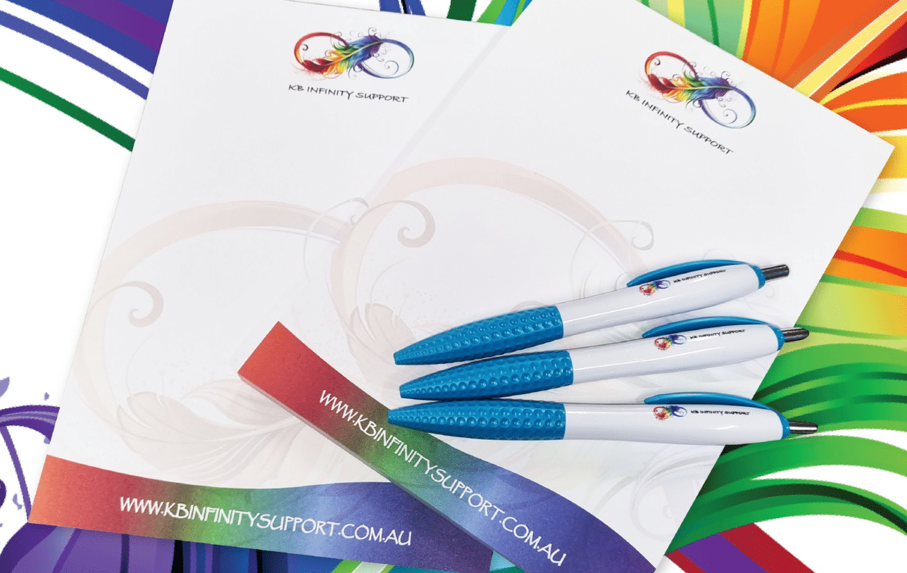 Custom printed full colour notepads for KB Infinity, Sunshine Coast