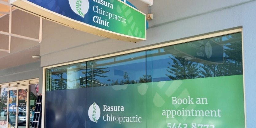 Illuminated light box signage for Rasura Chiropractic in Coolum on the Sunshine Coast