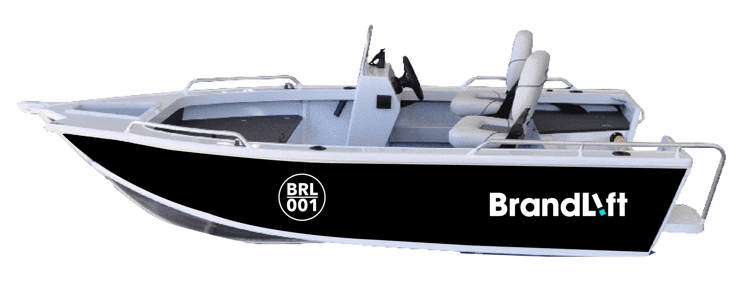 Solid colour boat wrap with custom vinyl registration numbers on the Sunshine Coast